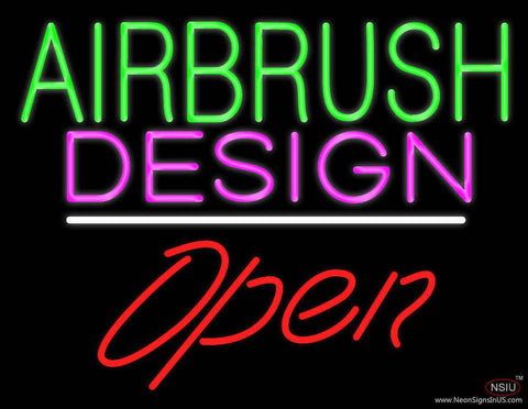 Green Airbrush Design Red Open White Line Real Neon Glass Tube Neon Sign 