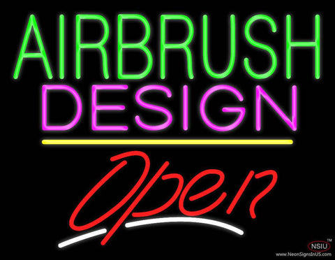 Green Airbrush Pink Design Open Yellow Line Real Neon Glass Tube Neon Sign 