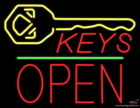 Keys Logo Block Open Green Line Real Neon Glass Tube Neon Sign