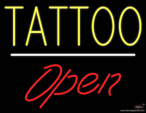 Tattoo Open White Line Real Neon Glass Tube Neon Sign 