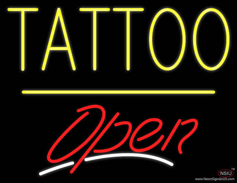 Tattoo Open Yellow Line Real Neon Glass Tube Neon Sign 