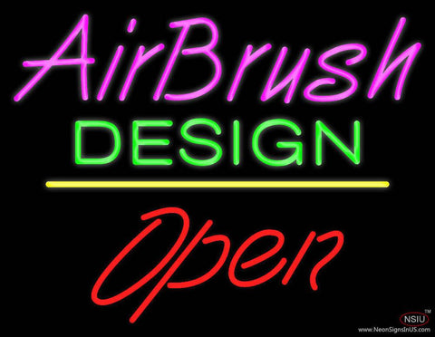 Pink Airbrush Design Open White Line Real Neon Glass Tube Neon Sign 