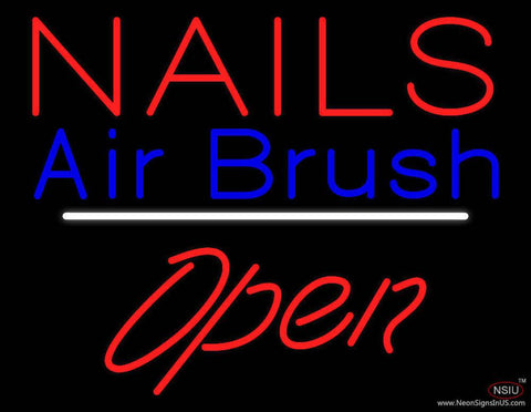 Nails Airbrush Open White Line Real Neon Glass Tube Neon Sign 