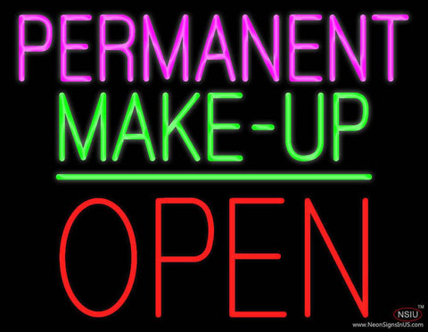 Permanent Make-up Block Open Green Line Real Neon Glass Tube Neon Sign 