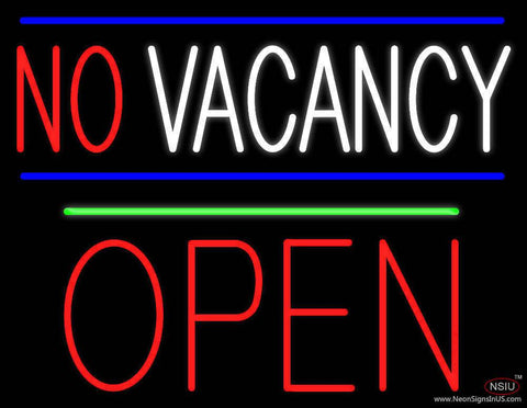 No Vacancy Block Red Open Green Line Real Neon Glass Tube Neon Sign 