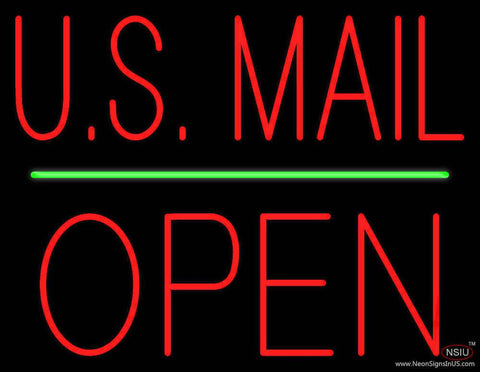 US Mail Block Open Green Line Real Neon Glass Tube Neon Sign