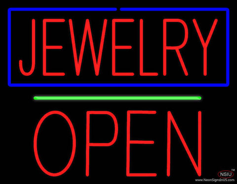 Jewelry Open Block Green Line Real Neon Glass Tube Neon Sign