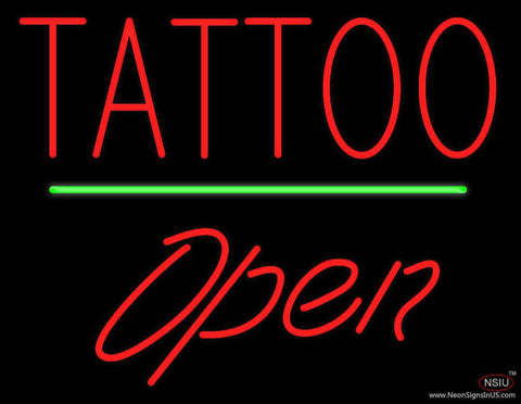 Tattoo Open Green Line Real Neon Glass Tube Neon Sign