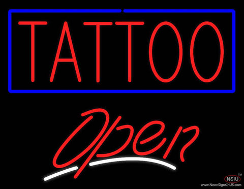 Tattoo with Blue Border Open Real Neon Glass Tube Neon Sign 