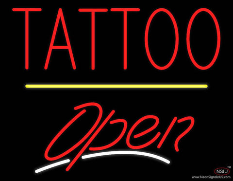 Tattoo Open Yellow Line Real Neon Glass Tube Neon Sign