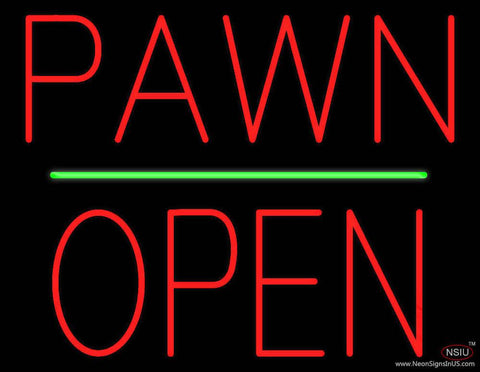 Pawn Block Open Green Line Real Neon Glass Tube Neon Sign 