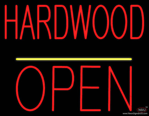 Hardwood Block Open Yellow Line Real Neon Glass Tube Neon Sign