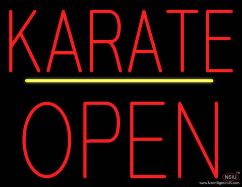 Karate Block Open Yellow Line Real Neon Glass Tube Neon Sign