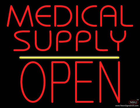 Medical Supply Block Open Yellow Line Real Neon Glass Tube Neon Sign 