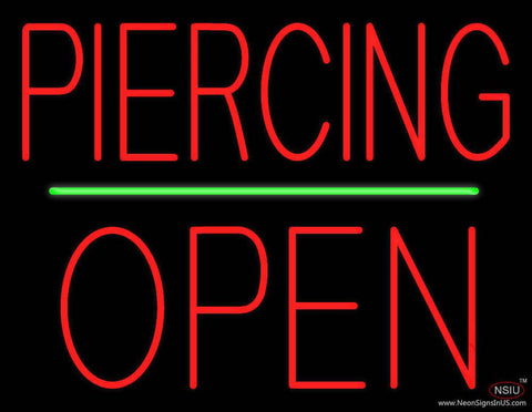 Piercing Block Open Green Line Real Neon Glass Tube Neon Sign 