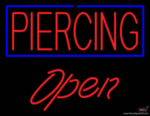 Piercing Blue Border Open Real Neon Glass Tube Neon Sign 