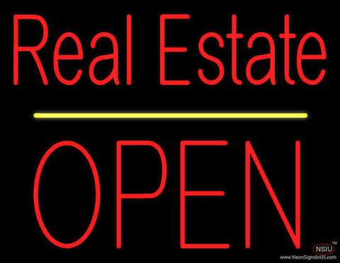 Real Estate Block Open Yellow Line Real Neon Glass Tube Neon Sign 