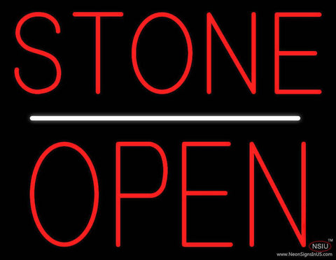 Stone Block Open White Line Real Neon Glass Tube Neon Sign