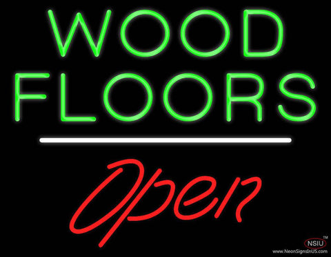 Wood Floors Script Open White Line Real Neon Glass Tube Neon Sign