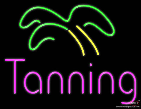 Pink Tanning Palm Tree Real Neon Glass Tube Neon Sign