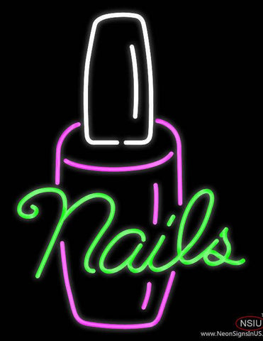 Green Nails Logo Real Neon Glass Tube Neon Sign 