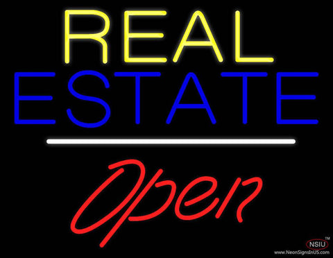 Yellow Real Estate White Line Open Real Neon Glass Tube Neon Sign 