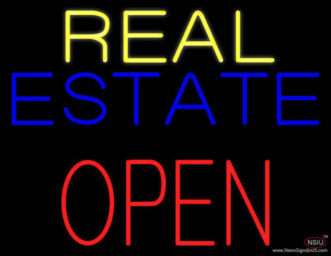 Real Estate Red Open Block Real Neon Glass Tube Neon Sign