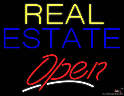 Yellow Real Estate Red Open Real Neon Glass Tube Neon Sign 