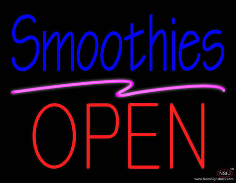Blue Smoothies Block Red Open Real Neon Glass Tube Neon Sign 