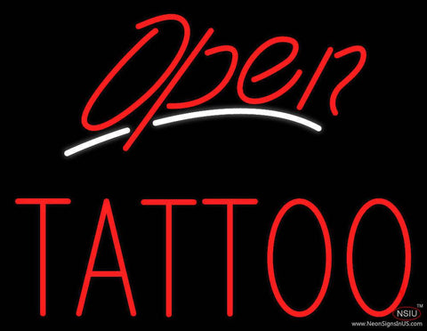 Red Open Tattoo Real Neon Glass Tube Neon Sign 