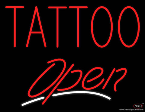 Red Tattoo Open White Line Real Neon Glass Tube Neon Sign 