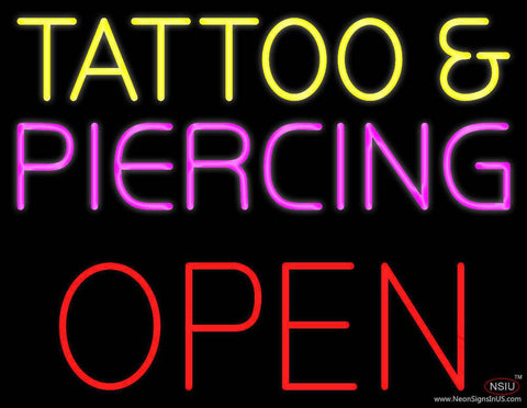 Tattoo and Piercing Block Open Real Neon Glass Tube Neon Sign 
