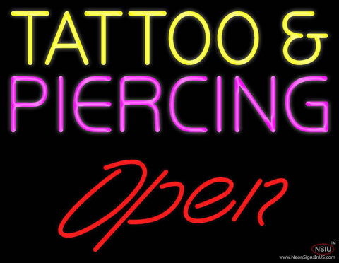 Tattoo and Piercing Red Slant Open Real Neon Glass Tube Neon Sign 