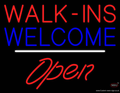 Red Walk Ins Welcome Open Real Neon Glass Tube Neon Sign