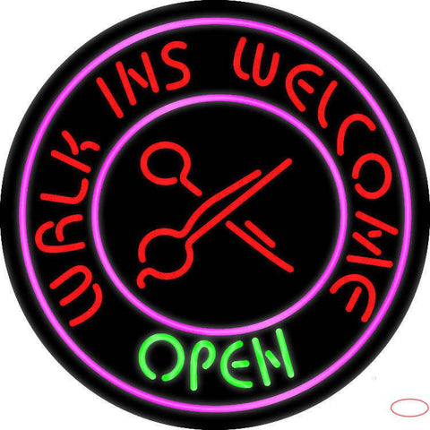 Round Walk Ins Welcome Open Real Neon Glass Tube Neon Sign 
