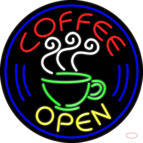 Round Coffee Open Real Neon Glass Tube Neon Sign 