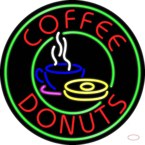 Round Coffee Donuts Real Neon Glass Tube Neon Sign 