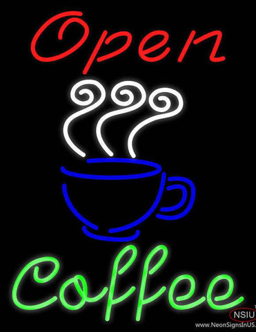 Red Open Coffee Green Real Neon Glass Tube Neon Sign