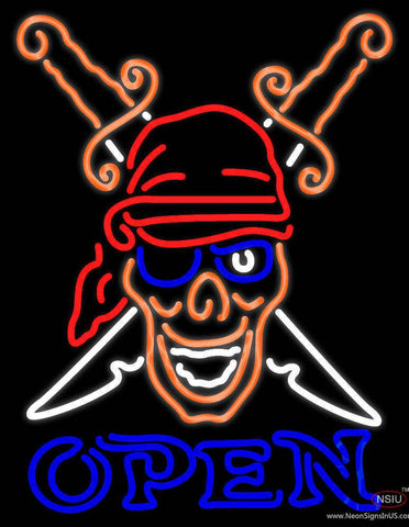 Pirates Skull Tattoo Real Neon Glass Tube Neon Sign 