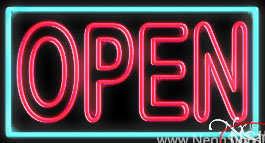Double Stroke Pink Open With Aqua Border Real Neon Glass Tube Neon Sign