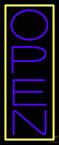 Yellow Border With Purple Vertical Open Real Neon Glass Tube Neon Sign