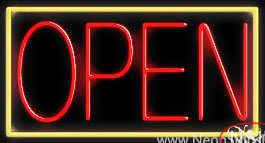 Yellow Border With Red Open Real Neon Glass Tube Neon Sign 