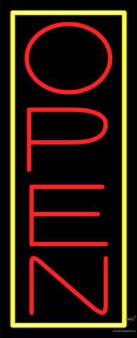 Yellow Border With Red Vertical Open Real Neon Glass Tube Neon Sign