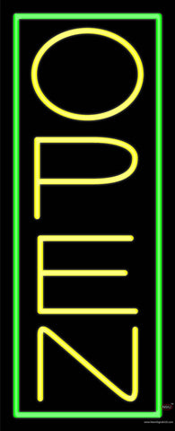 Yellow Open With Green Border Vertical Real Neon Glass Tube Neon Sign 