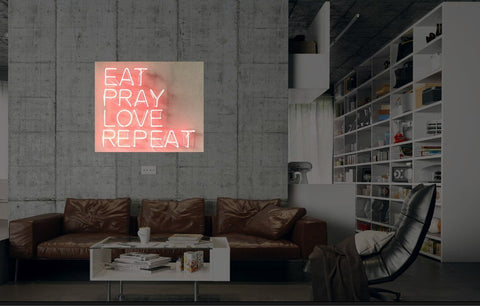 New Eat Pray Love Repeat Neon Art Sign Handmade Visual Artwork Wall Decor Light