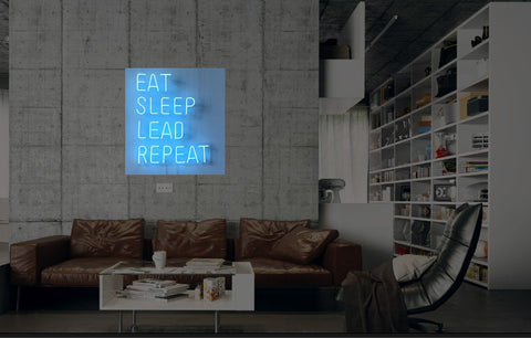 New Eat Sleep Lead Repeat Neon Art Sign Handmade Visual Artwork Wall Decor Light 