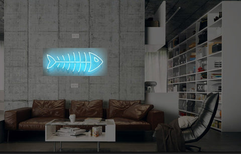 New Fish Bone Fishbone Neon Art Sign Handmade Visual Artwork Wall Decor Light 