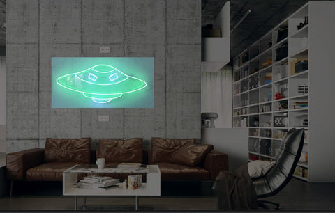New Flying Saucer Neon Art Sign Handmade Visual Artwork Wall Decor Light 