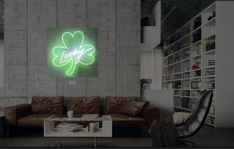 New Get Lucky Shamrock Neon Art Sign Handmade Visual Artwork Wall Decor Light 