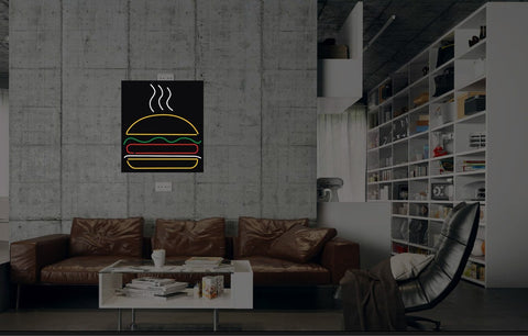 New Hamburger Burger Neon Art Sign Handmade Visual Artwork Wall Decor Light 